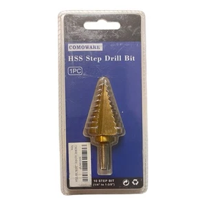 Comoware Hex Shank HSS 10 Step Drill Bit Titanium Coating 1/4” to 1-3/8 - Picture 1 of 3