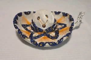 Mini Sombrero Mariachi Mexicano Vintage Azul Oscuro y Blanco - Imagen 1 de 7