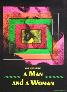 A Man and a Woman VINTAGE! 1968 29X40" RARE MOVIE POSTER Silkscreen Black Light - Picture 1 of 11