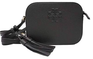 Borsa per fotocamera Tory Burch Thea in pelle nera con ciottoli e nappa ~ - Foto 1 di 7