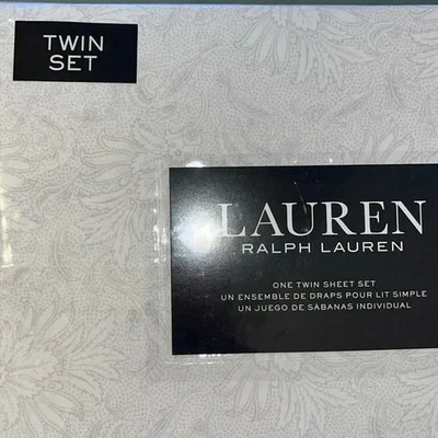 Juego de sábanas dobles Ralph Lauren lunares gris blanco floral 3 piezas 100 % algodón Foto 1 de 4