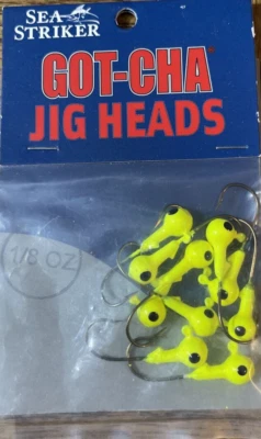 Sea Striker SEA-HJH-18-10 Gotcha Jig Head Hook 1/8-1ea 10pk-Novo em folha-ENVIO 24 HORAS - Imagem 1 de 2