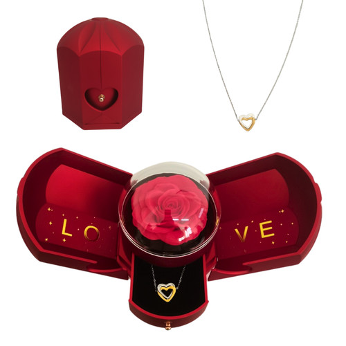 Idee regalo donna san valentino compleanno anniversario scrigno rosa e collana