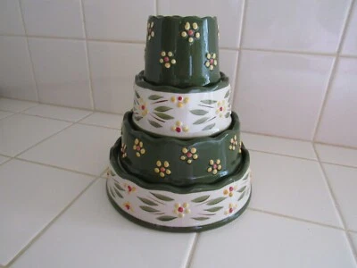 Temp Tations Old World Green stacking Layer Cake measuring cups New - Image 1 of 4
