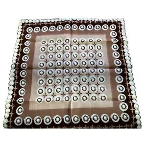Vintage Taschentuch MCM geometrisch bedruckt Design Jakobsmuschel GROOVY 70er braun cremefarben GUC - Bild 1 von 5