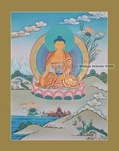Pintura budista tibetana Karmakoti Thangka/Thanka Buda Shakyamuni de 26" x 20" - Imagen 1 de 6