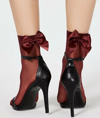 INC International Concepts Transparente Arco Espalda Tobillera Moda Calcetines Borgoña TALLA ÚNICA Foto 1 de 2