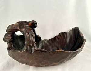 Antique Japanese Root Wood Burl Lacquer Bowl Ikebana Matcha Tea Ceremony Meiji - Picture 1 of 16