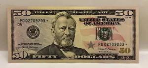 Series 2017A US Fifty Dollar Bill Star Note $50 Cleveland PD 02709233* (AU) - Picture 1 of 2