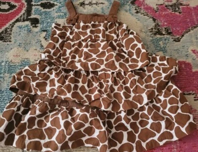 Crazy 8 girls 2t safari giraffee cotton dress animal brown bows 2 years vguc - Image 1 of 2