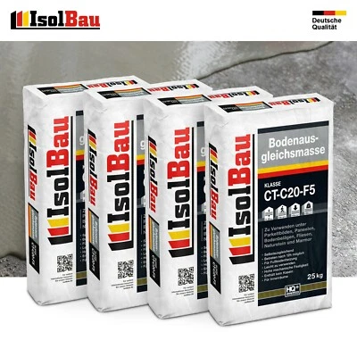 ISOLBAU Bodenausgleichsmasse 2-20mm Ausgleichsmasse 4 x 25kg Selbstnivellierende C20