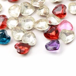 Lot (32) vintage Czech mixed foiled heart faceted glass rhinestones 10mm  - Picture 1 of 2