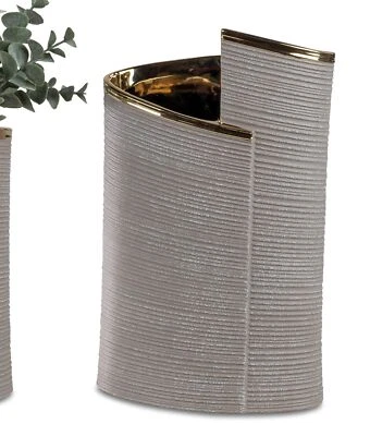 Deko Vase GOLDSAND oval H. 29cm B. 18cm grau gold Keramik Formano H25 - Bild 1 von 2
