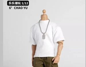 T-shirt manica corta bianca 1/12 top vestiti vestibilità 6'' uomo action figure corpo giocattolo - Foto 1 di 6