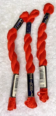 3 MINT Anchor Perle Pearl Cotton #333 Orange Embroidery Floss Vintage Skein - Image 1 of 3