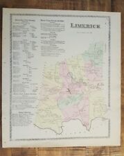 Antique Colored MAP - LIMERICK, MAINE - / Atlas York County, ME - 1872