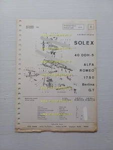 Solex carburatore 40 DDH 5 Alfa Romeo 1750 Berlina 1970 catalogo ricambi - Foto 1 di 2
