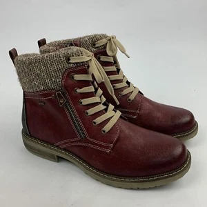 SPRING STEP RELIFE KHAZERA BOOTS Leather Boots Size 44 euro Burgundy & Tan NWOT - Picture 1 of 14