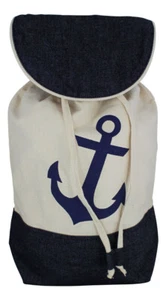 Strandbeutel / Rucksack mit Anker-Motiv Tragetasche Baumwolle Sea4You - Bild 1 von 3