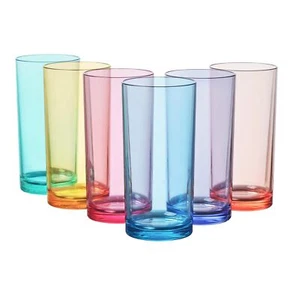 6 Pack 16oz Reusable Plastic Drinking Glasses BPA-Free Tumblers Water Cups - Picture 1 of 8