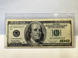 Series 1996 ~ US One Hundred Dollar Bill $100 ~ Boston ~ AA 11652463 A - Picture 1 of 3