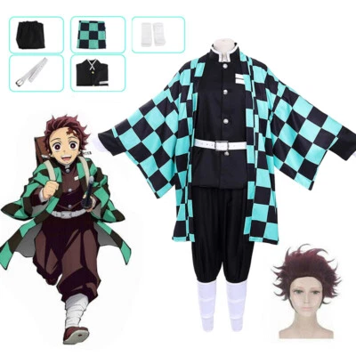 Adult & Kids Cosplay Demon Slayer Kimetsu no Yaiba Kamado Tanjiro Costume Wigs