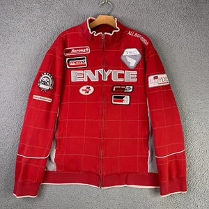 Vintage Enyce Racing Jacket Mens XL Red Team Cafe Racer Full Zip Sweatshirt 90s - Picture 1 of 16