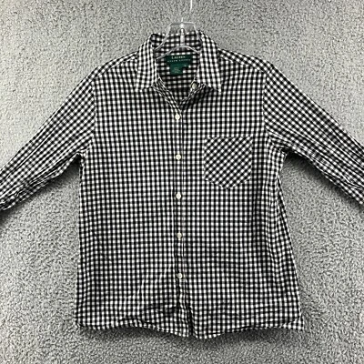 Camisa a Cuadros Ralph Lauren Abotonada Juvenil Mediana Negra/Blanca Algodón Manga Larga Foto 1 de 4