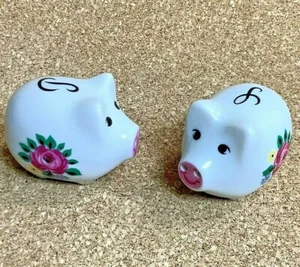 Set shaker sale pepe porcellana maiali rose dipinte fiori fori nel muso carino - Foto 1 di 7