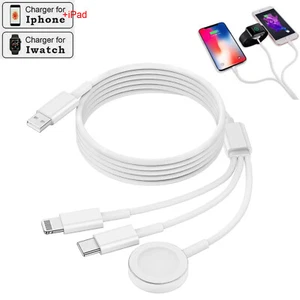 USB 3 in 1 Magnetic Charging Cable For Apple Watch Charger iPhone iWatch Cable - Picture 1 of 4