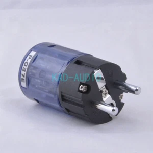 1pc Transparent Schuko EUR AC Power Plug Audio AMP Rhodium Plate Blue P037 - Picture 1 of 3
