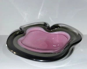 VTG MURANO GLASS GEODE BOWL ASHTRAY BARBINI MID CENTURY MODERN SOMMERSO ITALY - Picture 1 of 12