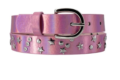 Rosa Kindergürtel "ROCKSTAR"  mit Nieten, für Mädchen zwischen 6 und 14 Jahren - Bild 1 von 4