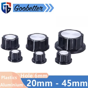 20mm to 45mm Black Potentiometer Rotary Knob Control Knob Caps for Hole 6mm - Picture 1 of 12