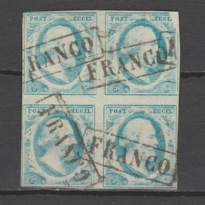 The Netherlands 1852 Willem III 1 in block of 4 RARE!!! - Picture 1 of 2