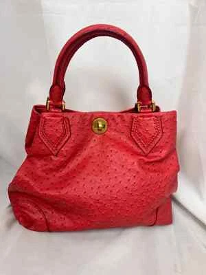 Bolso de mano de cuero rojo en relieve MARC by Marc Jacobs avestruz Foto 1 de 4