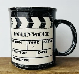 Vintage Hollywood Movie Film Clapperboard Coffee Mug Marble Effect Black Novelty - Picture 1 of 7