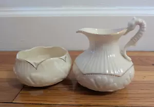 Vtg BELLEEK Collectors Society Institute Seahorse Creamer and Sugar Bowl Ireland - Picture 1 of 9