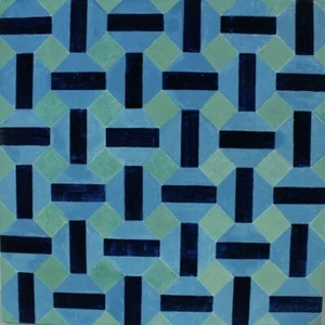 Gudrun Freder Komposition aus blauem Mosaik Acryl signiert datiert 2001 - Picture 1 of 9