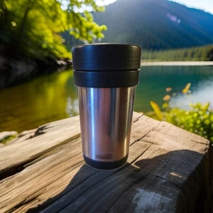 Thermoskanne 14 Unzen Edelstahl Lebensmittel Glas Schwarz & Silber - Heiß/Kalt Suppe Kaffee - Bild 1 von 7