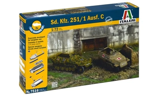 Italeri 7516 - 1/72 SD.KFZ.251/1 Ausf. C Kit D'Assemblage Rapide - Neuf - Image 1 of 1