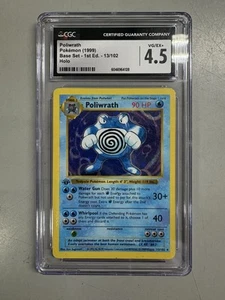 1999 Pokemon Base Set Shadowless 1st Edition Poliwrath Holo CGC 4.5 Very Good EX - Bild 1 von 4