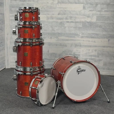 二手 Gretsch 美国定制 6 件套鼓套装 烧焦橙色光泽漆 - 完好 — 第 1/4 张图片