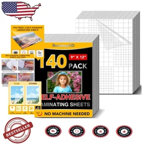 140ct 9x12 Self-Adhesive Laminating Sheets, No Machine Required - Picture 1 of 8