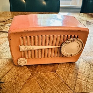 Radio de tubo Arvin 1955 modelo 840T raro color naranja/salmón ¡original auténtico!! - Imagen 1 de 12