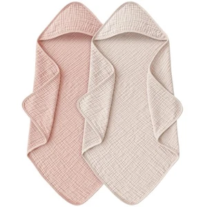 Hooded Baby Bath Towels, 100% Muslin Cotton Baby Girl Towels with Hood for Ne... - Picture 1 of 7
