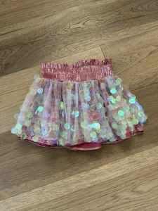 Lola + The Boys Girls Pink Metallic Paillette Sequin Skort Skirt Size 4 - Picture 1 of 10