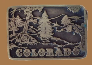 Belt Buckle, Colorado, by dez, Denver, 1975, 3 3/8" x 2 1/2" - Picture 1 of 9