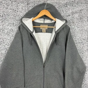 L.L.Bean Hoodie Herren LT Large Tall grau Sweatshirt durchgehender Reißverschluss Kordelzug Taschen - Bild 1 von 9