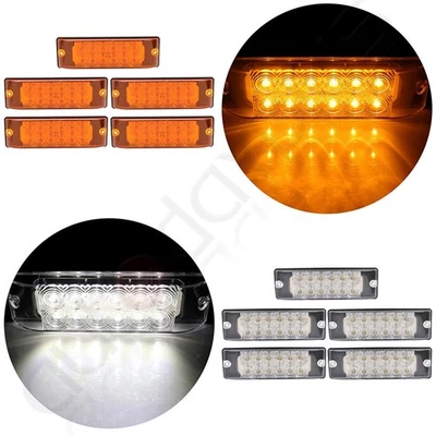 5X 12 LED 8 Inch Amber Side Marker Tail Light For Pickup Truck Lorry +5X White - Image 1 of 4